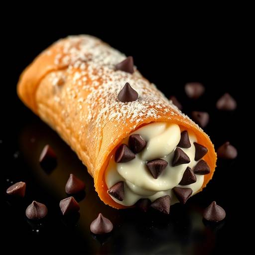 Cannoli filled with sweet ricotta cheese and chocolate chips