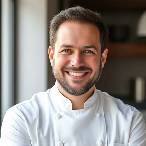 Chef Alessandro Rossi smiling in his chef's whites