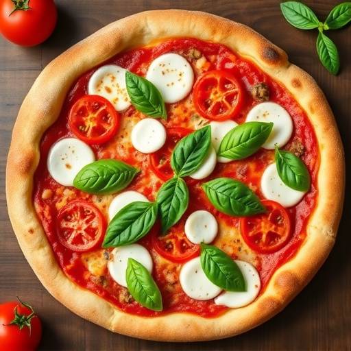 Margherita Pizza with fresh mozzarella, basil, and tomato