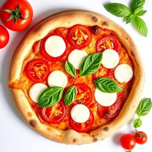 Margherita Pizza with fresh mozzarella, basil, and tomato